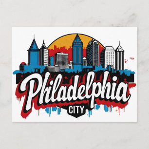 Philadelphia City Pennsylvania USA retro skyline Postcard