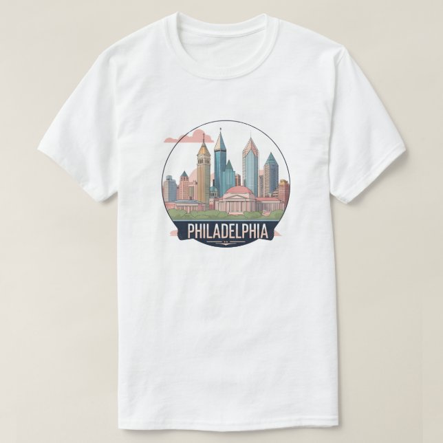 Philadelphia City Pennsylvania USA skyline T-Shirt (Design Front)