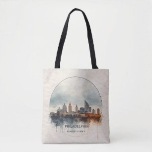 Philadelphia City Pennsylvania  watercolor skyline Tote Bag