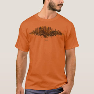 Philadelphia City Skyline Watercolor Orange Brown T-Shirt