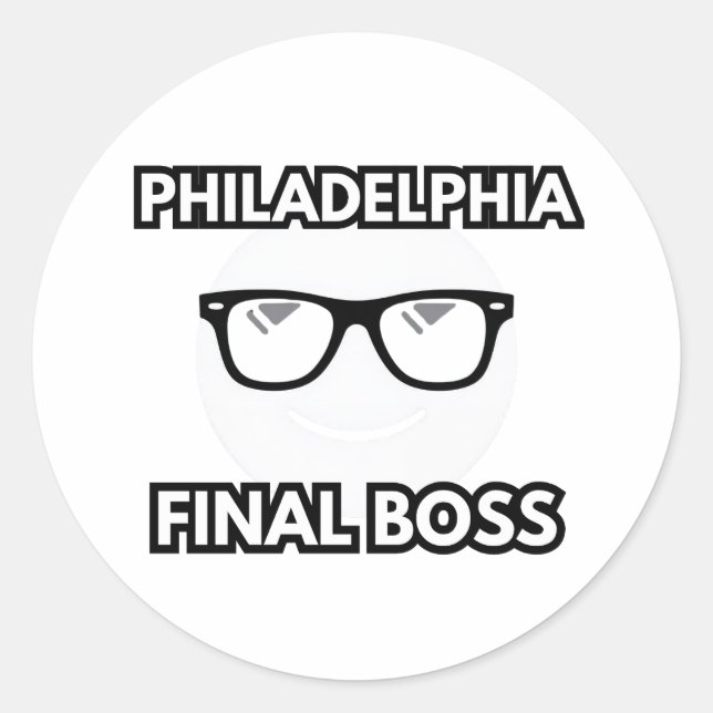 Philadelphia Final Boss Cool Emoji Classic Round Sticker (Front)