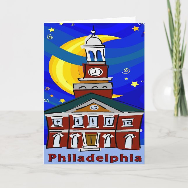 Philadelphia Independence Hall Starry Night Card (Front)