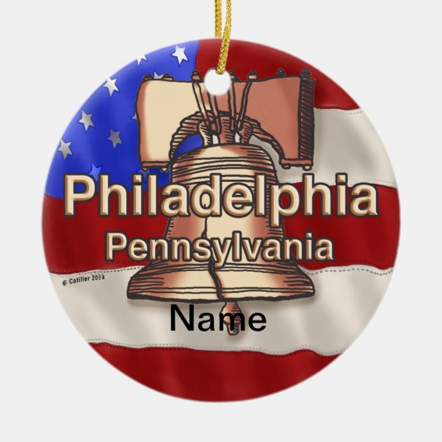 Philadelphia Liberty Bell Ceramic Tree Decoration (Front)