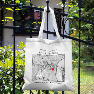 Philadelphia Love Locator City Map Welcome Tote Bag