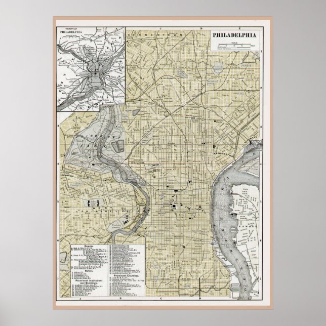 Philadelphia Map 1895 replica Poster (Front)