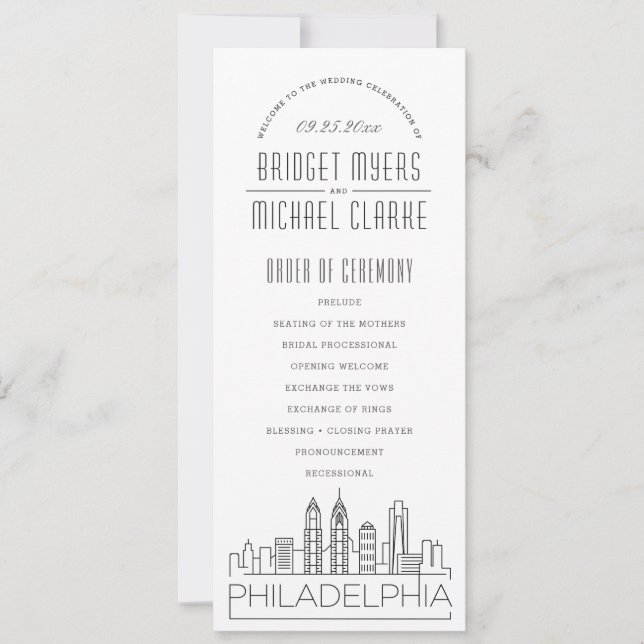 Philadelphia | Modern Deco Wedding Program Invitation (Front)