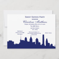 Philadelphia Navy Skyline Silhouette Sweet 16