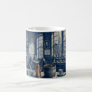 Philadelphia PA 1700’s Coffee House Delft Blue Art Mug