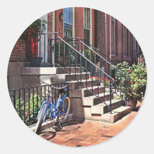 Philadelphia PA - Bicycle In Front of Philadelphia Classic Round Sticker