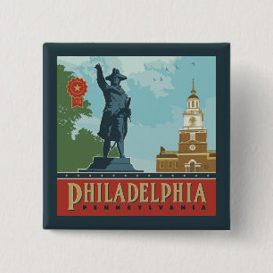 Philadelphia, PA   Independence Hall 15 Cm Square Badge