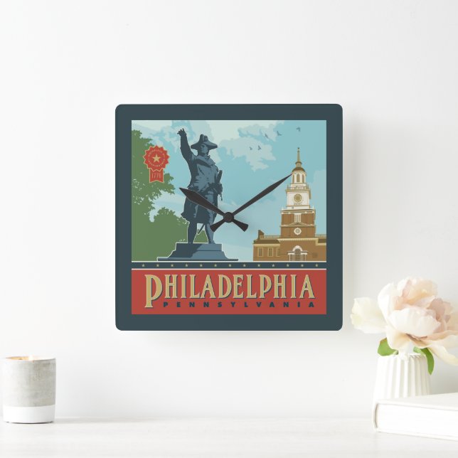 Philadelphia, PA | Independence Hall Square Wall Clock (Home)