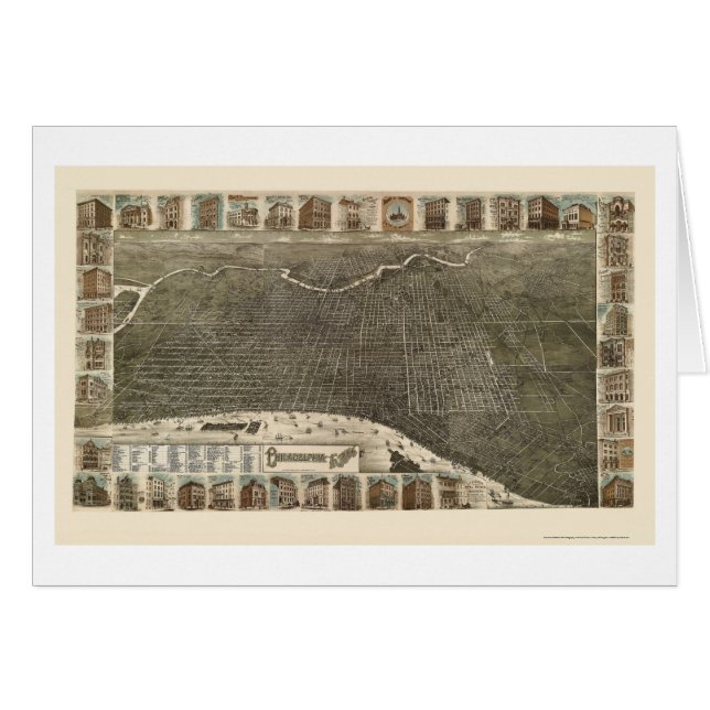 Philadelphia, PA Panoramic Map - 1886 (Front Horizontal)