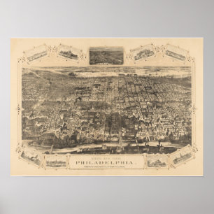 Philadelphia PA Panoramic Map DIGITALLY REMASTERED Poster