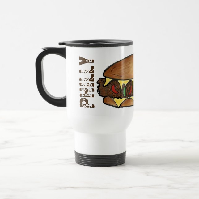 Philadelphia PA Philly Cheese Steak Sandwich Food Travel Mug (Left)