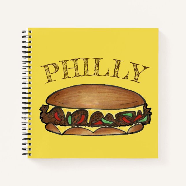 Philadelphia PA Philly Cheesesteak Steak Sandwich Notebook (Front)
