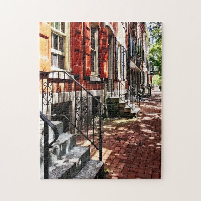 Philadelphia PA Street With Orange Shutters Jigsaw Puzzle (Vertical)