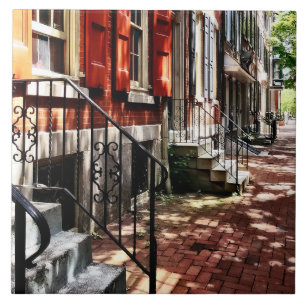 Philadelphia PA Street With Orange Shutters Tile