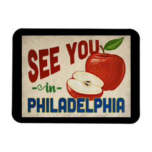 Philadelphia Pennsylvania Apple - Vintage Travel Magnet
