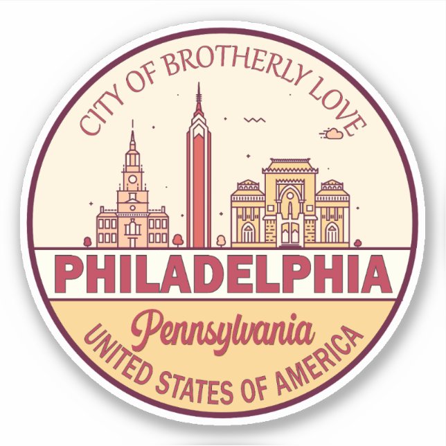 Philadelphia Pennsylvania City Skyline Emblem (Front)