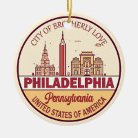 Philadelphia Pennsylvania City Skyline Emblem