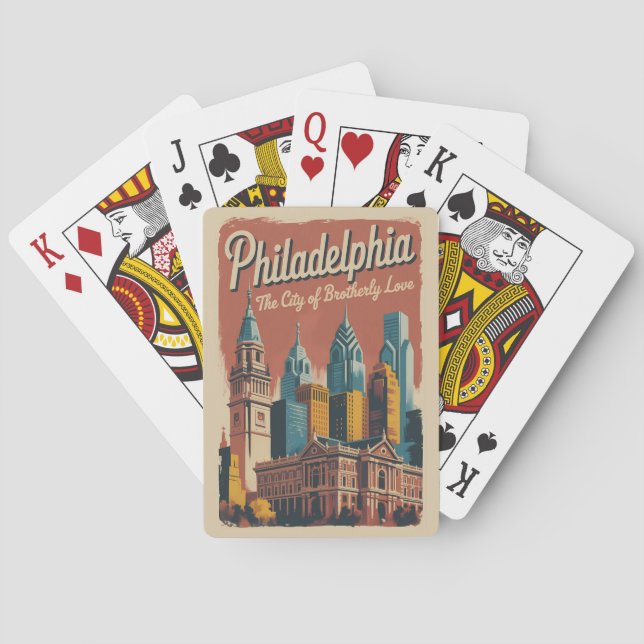 Philadelphia Pennsylvania Illustration Travel Art Playing Cards (Back)
