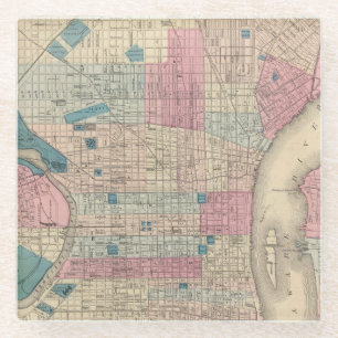 Philadelphia, Pennsylvania Map Glass Coaster