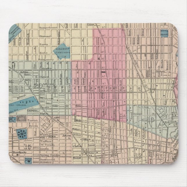 Philadelphia, Pennsylvania Map Mouse Pad (Front)