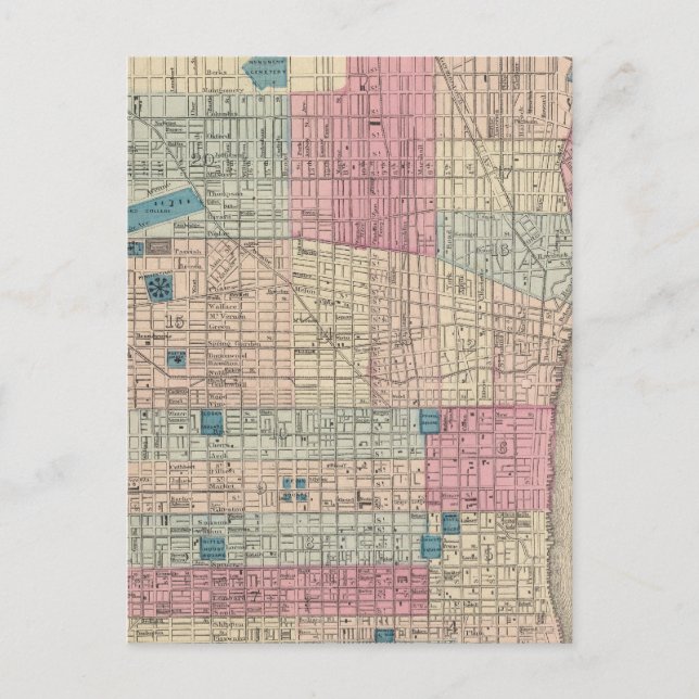 Philadelphia, Pennsylvania Map Postcard (Front)