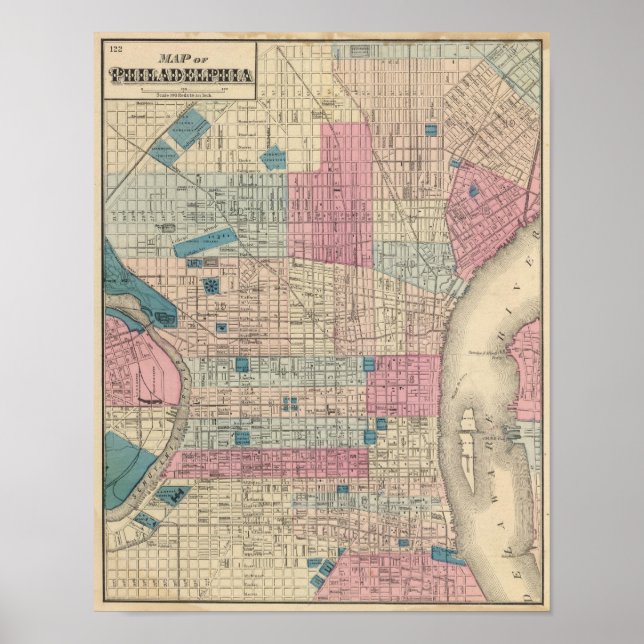 Philadelphia, Pennsylvania Map Poster (Front)