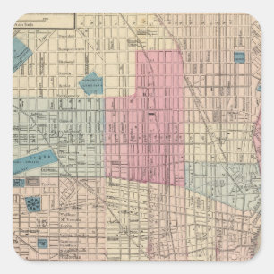 Philadelphia, Pennsylvania Map Square Sticker