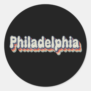 Philadelphia Pennsylvania Retro Distressed Art Classic Round Sticker