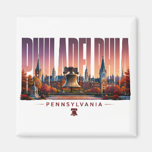 Philadelphia Pennsylvania Skyline City Name Travel Magnet