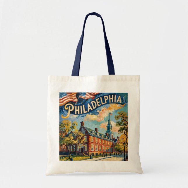 Philadelphia Pennsylvania US Retro Van Gogh Travel Tote Bag (Front)