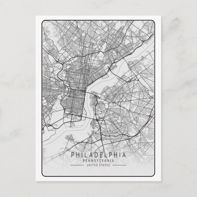 Philadelphia Pennsylvania USA Travel City Map Postcard (Front)