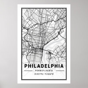 Philadelphia Pennsylvania USA Travel City Map Poster