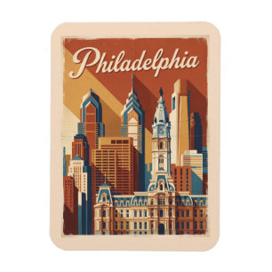 Philadelphia Pennsylvania Vintage Travel Magnet