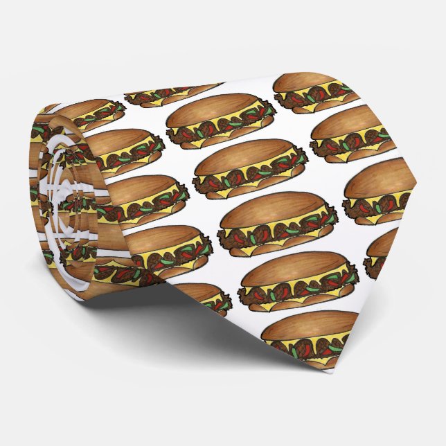 Philadelphia Philly Cheese Steak Sandwich Food Tie (Rolled)