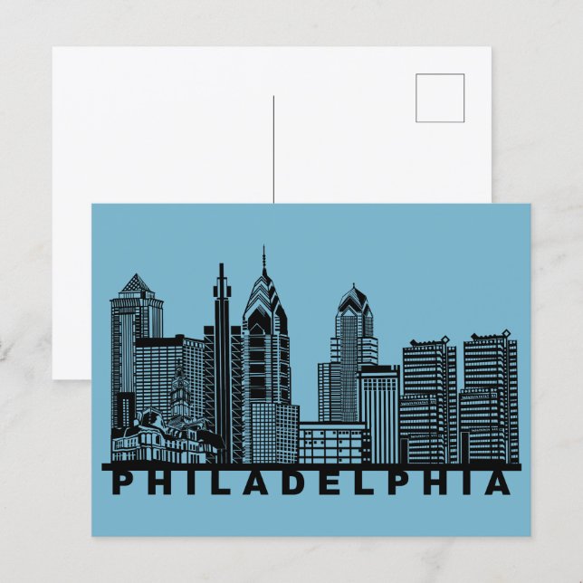 Philadelphia Postcard – Iconic Skyline Silhouette  (Front/Back)