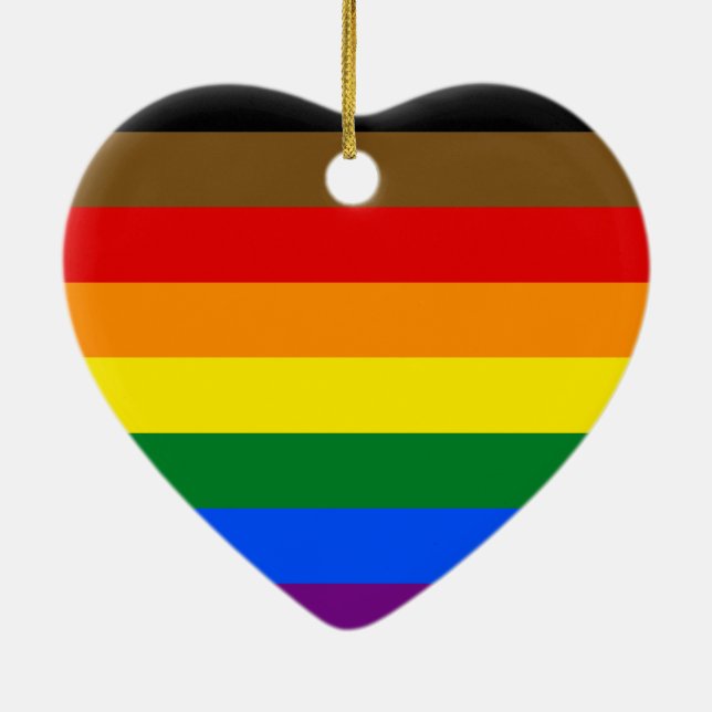 Philadelphia Pride Flag LGBTQ Ceramic Tree Decoration (Back)