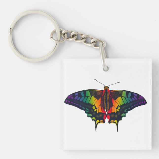 Philadelphia Rainbow Pride Flag Swallowtail Key Ring (Front)
