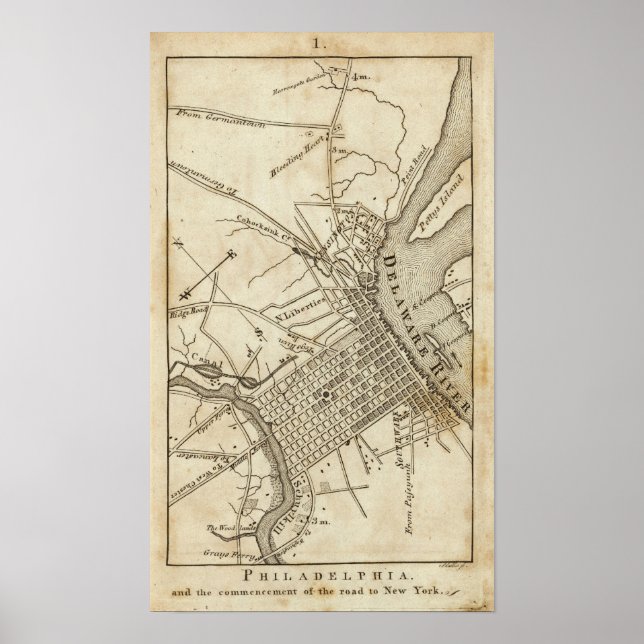 Philadelphia Road Map Poster (Front)
