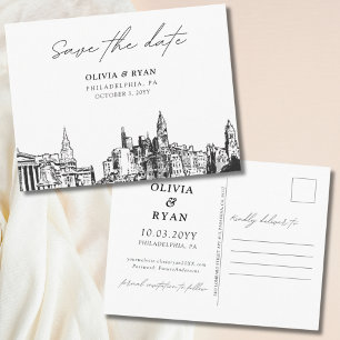 Philadelphia Save the Date Postcard Wedding