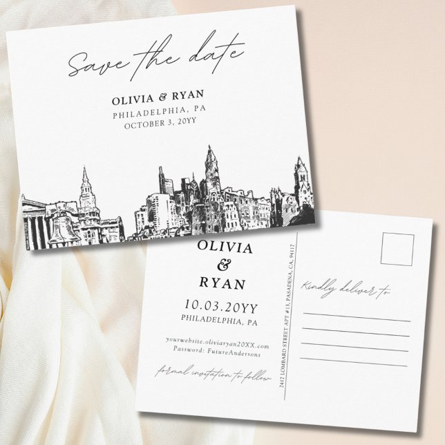Philadelphia Save the Date Postcard Wedding (Philadelphia Save the Date Postcard Wedding)