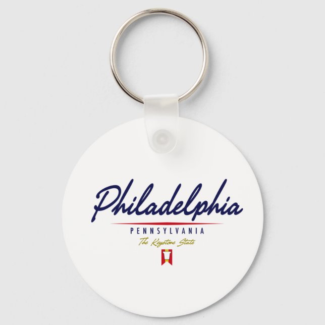 Philadelphia Script Key Ring (Front)