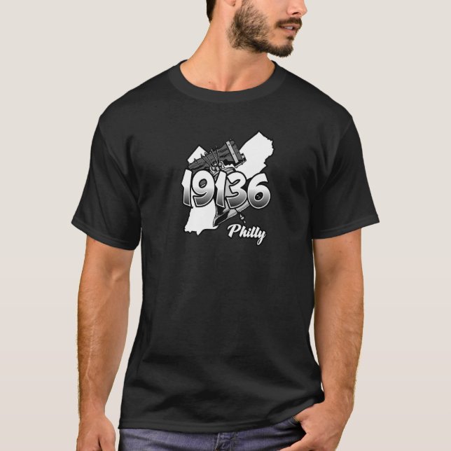 Philadelphia Silhouette with Zip Code 19136 and Li T-Shirt (Front)