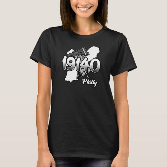 Philadelphia Silhouette with Zip Code 19140 and Li T-Shirt (Front)