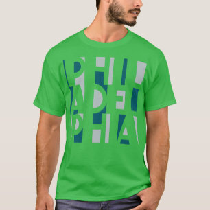 PHILADELPHIA SILVER MIDNIGHT GREEN WORD ART PHILLY T-Shirt