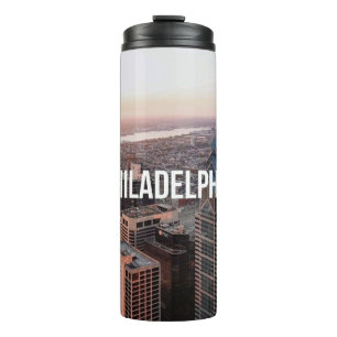 Philadelphia Skyline Aerial View Typography Urban  Thermal Tumbler