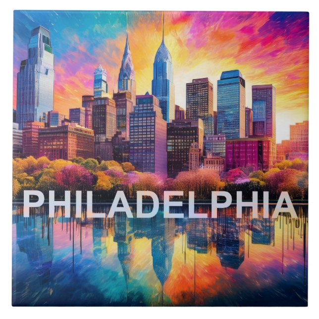 Philadelphia Skyline Art  Tile (Front)