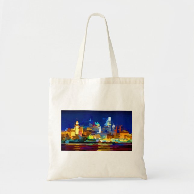 Philadelphia Skyline at Night Tote Bag (Front)
